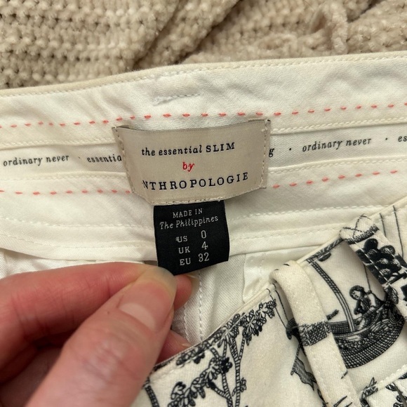 The essential slim by Anthropologie toile print black and white trousers pants - Picture 4 of 7